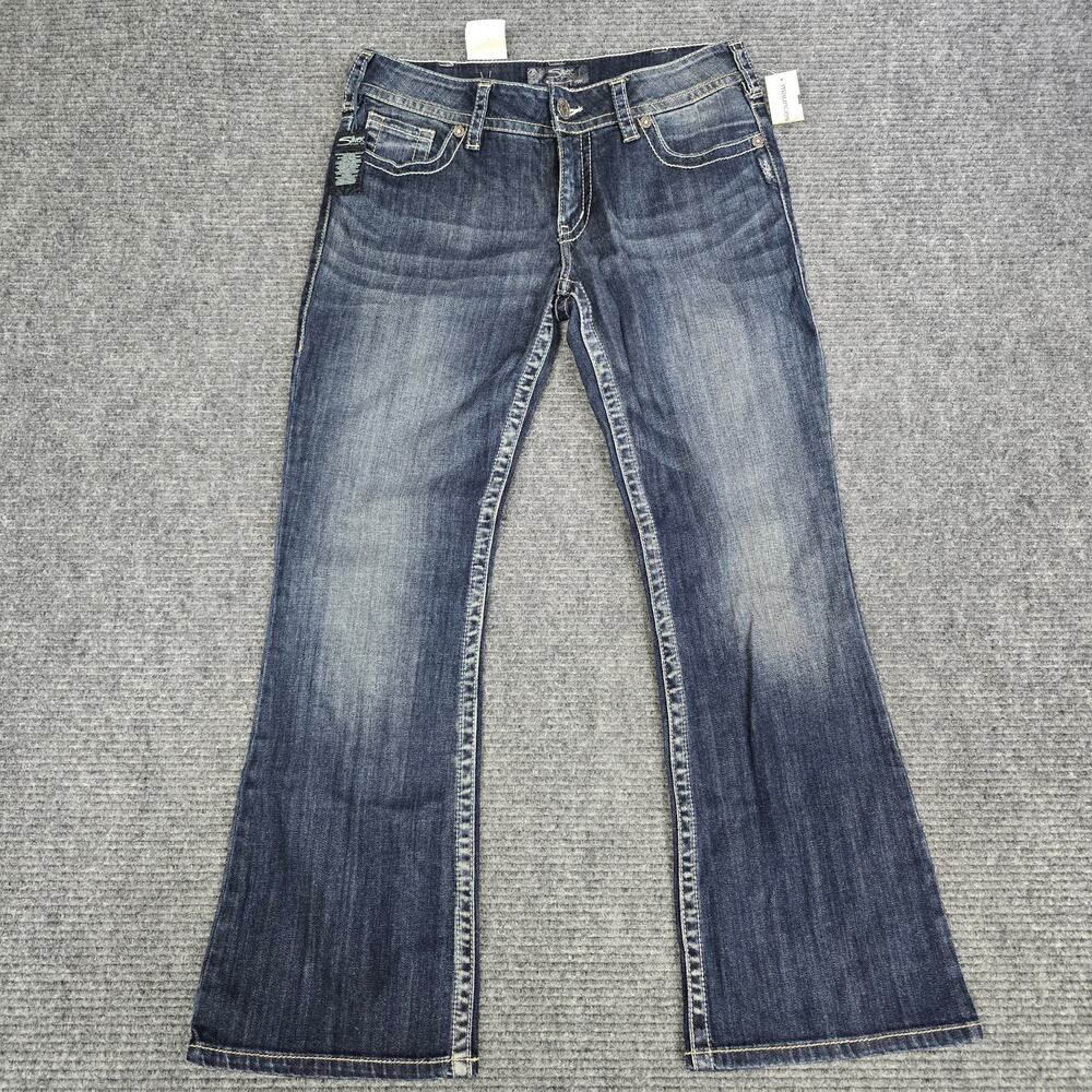 NWT Silver Jeans Suki Womens 31x30 Dark Wash Curvy Fit Bootcut Thick Stitch